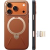 TORRAS Organic Leather for iPhone 17 Pro Case with Stand, Fit for Magsafe, 360 Spin Kickstand with Camera Control, Premium Leather Durable Stylish Q3 VegSkin for iPhone 17 Pro Phone Case, Burnt Orange(Saddle Brown)