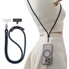 TORRAS Phone Lanyard Crossbody with 2 Phone Tabs, Adjustable Anti Theft Phone Strap for All Phones, Premium Metal Buckles, Skin-Friendly, Universal Cell Phone Neck lanyard for Travel Essentials, Black(9-deep Blue)