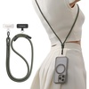 TORRAS Phone Lanyard Crossbody with 2 Phone Tabs, Adjustable Anti Theft Phone Strap for All Phones, Premium Metal Buckles, Skin-Friendly, Universal Cell Phone Neck lanyard for Travel Essentials, Black(3-olive Green)