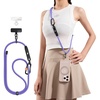 TORRAS Phone Lanyard with Hanging Loops, Adjustable Anti Theft Phone Strap Crossbody for iPhone 17 Pro Max,Skin-Friendly,2 Tabs, Universal Cell Phone Neck Lanyard for Daily & Outdoor Activities, Black(4-purple)