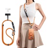 TORRAS Phone Lanyard with Hanging Loops, Adjustable Anti Theft Phone Strap Crossbody for iPhone 17 Pro Max,Skin-Friendly,2 Tabs, Universal Cell Phone Neck Lanyard for Daily & Outdoor Activities, Black(5-orange)