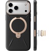 TORRAS Q3 VegSkin for iPhone 17 Pro Max Case Leather, 360 Spin Magnetic Stand, Fit for MagSafe, Camera Control, Shockproof Premium Organic Silicone Leather Case for iPhone 17 Pro Max, Burnt Orange(Midnight Black)