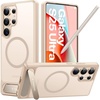 TORRAS Strong Magnetic & Seamless Stand for Samsung Galaxy S25 Plus Case, Fit for MagSafe, Mil-Grade Drop Protection, Kickstand for Samsung Galaxy S25 Plus Case, Anti-Yellowing Diamond Clear(Soft Gold)