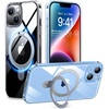 TORRAS Ultra Magnetic Ostand for iPhone 15 Pro Case [Fit for MagSafe] [Sturdy Stand & Ring Holder] Mil-Grade Shockproof Anti-Yellow Anti-Scratch Slim Protective Kickstand Case, Crystal Clear 6.1 inch(Crystal Clear)