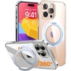 TORRAS Upgraded 360 Rotatable Magnetic Ring for iPhone 15 Pro Max Case, Fit for MagSafe with Stand Ring Holder, 16FT Mil-Grade Shockproof Translucent for iPhone 15 Pro Max Phone Case Ostand, Black(Clear)