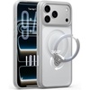 TORRAS Upgraded 360 Spin Magnetic Stand for iPhone 16 Pro Case, Fit for MagSafe, Built-in Kickstand, Camera Control, Mil-Grade Protective Soft Edge Translucent Case for iPhone 16 Pro, Black 6.3”(Silver)