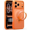 TORRAS Upgraded 360 Spin Magnetic Stand for iPhone 16 Pro Case, Fit for MagSafe, Built-in Kickstand, Camera Control, Mil-Grade Protective Soft Edge Translucent Case for iPhone 16 Pro, Black 6.3”(Cosmic Orange)