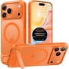 TORRAS Upgraded Magnetic & Stand for iPhone 14 Pro Case [Military Grade Drop Tested] [Compatible with MagSafe] Slim Thin Light Frosted Case for iPhone 14 Pro Phone Case Professional (6.1″), Black(Bright Orange-17 Pro)