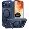TORRAS Upgraded Magnetic & Stand for iPhone 14 Pro Case [Military Grade Drop Tested] [Compatible with MagSafe] Slim Thin Light Frosted Case for iPhone 14 Pro Phone Case Professional (6.1″), Black(Blue-17 Pro)