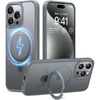TORRAS for iPhone 16 Pro Max Case Clear with Stand, [Fit for MagSafe][Shockproof Military Grade Protection] Slim Magnetic Phone Case for iPhone 16 Pro Max 6.9″ 2024, Clear(Natural Titanium)