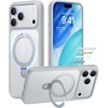 TORRAS for iPhone 16 Pro Max Case Clear with Stand, [Fit for MagSafe][Shockproof Military Grade Protection] Slim Magnetic Phone Case for iPhone 16 Pro Max 6.9″ 2024, Clear(Gray Silver)