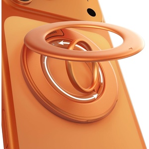 TORRAS 2025 Flagship Magnetic Phone Grip Ring Holder Kickstand [2-Sided Magnetic] [360 Rotation] Fit for MagSafe Accessories for iPhone 17 16 15 14 13 12 11 Samsung, Google, Black(Orange)