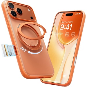 TORRAS 360 Magnetic Stand for iPhone 17 Pro Max Case, [Fit for MagSafe] [4X Military-Grade Protection] Slim Case for iPhone 17 Pro Max 6.9″, Translucent Cosmic Orange, Ostand O3 Fitness Series