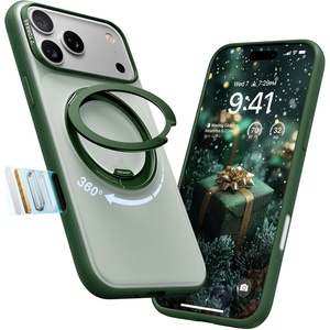 TORRAS 360 Magnetic Stand for iiPhone 17e Case & iPhone 16e, [Fit for MagSafe] [Military-Grade Protection] Translucent Slim Case for iPhone 17e, Obsidian Black, Ostand O3 Fitness Series(F-Pine Green)