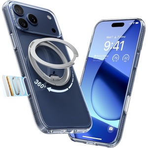 TORRAS 360 Magnetic Stand for iiPhone 17e Case & iPhone 16e, [Fit for MagSafe] [Military-Grade Protection] Translucent Slim Case for iPhone 17e, Obsidian Black, Ostand O3 Fitness Series(B-Crystal Clear)