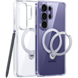 TORRAS 360 Spin Magnetic Stand for Samsung Galaxy S25 Ultra Case, Fit for Magsafe, Military Grade Slim Protective S25 Ultra Case with Kickstand & Ring Holder, Ostand Spin, Translucent Frosted Black(Clear)