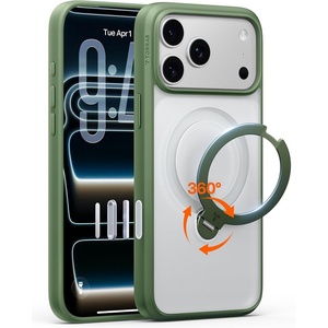 TORRAS 360 Spin Magnetic Stand for iPhone 16 Pro Max Case, Fit for MagSafe, Military Grade Protective Case for iPhone 16 Pro Max Phone Case with Kickstand Rotatable, Black 6.9 inch(Green)