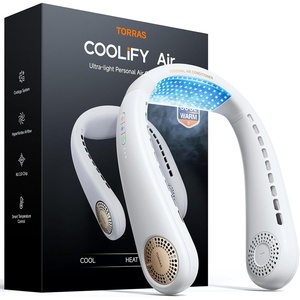 TORRAS COOLiFY Air 2026 Upgraded Neck Fan Air Conditioner, Dual-Airflow Pro Cooling, Ultra Light Portable Fan Rechargeable, Personal Cooling Fan Travel Essentials, Gift for Dad Husband Father, Black(White)