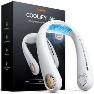 TORRAS COOLiFY Air 2026 Upgraded Neck Fan Air Conditioner, Dual-Airflow Pro Cooling, Ultra Light Portable Fan Rechargeable, Personal Cooling Fan Travel Essentials, Gift for Dad Husband Father, Black(Ivory White)