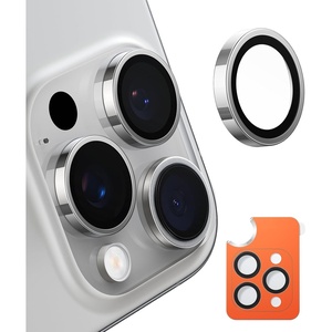 TORRAS Camera Lens Protector for iPhone 16 Pro Max/16 Pro, Black Titanium(Natural Titanium)