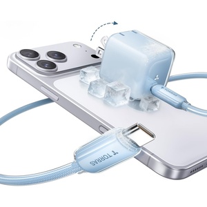 TORRAS IceNano 30W USB C Wall Charger, Ultra Mini Foldable Fast Charger Block with Cooling Tech, Compact Travel Wall Charger for iPhone 17/16/15, Samsung, iPad, Light Blue (5.6ft Cable Included)(Light Blue)