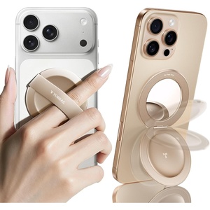 TORRAS Magnetic Phone Grip Ring Stand Holder, Comfortable Silicone Ring, Compatible with MagSafe Accessories 4-in-1 Kickstand for iPhone 17 Pro Max 16 15 14 13 Android, Black(Rosegold)