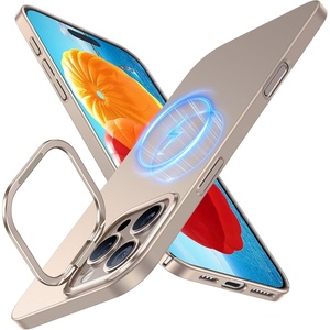 TORRAS Magnetic Slim Fit Case for iPhone 16 Pro with Stand, Compatible with MagSafe, Built-in Stash Stand, Ultra Thin, Anti-Scratch Matte Hard Phone Case 6.3 inch, Desert Titanium Gold(Desert Titanium Gold)