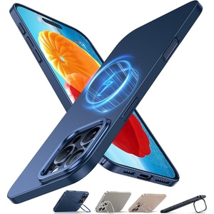 TORRAS Magnetic Slim Fit for iPhone 16 Pro Max Case with Stand, Ultra-Thin 16 Pro Max Phone Case Compatible with MagSafe, Built-in Stash Stand, Light Anti-Scratch Matte Hard PC 6.9 inch, Black(4-Navy blue)