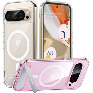 TORRAS Magnetic & Stand for Google Pixel 9 Pro XL Case Clear, Fit for MagSafe, 12FT Mil-Grade Drop Protection, Slim Fit for Google Pixel 9 Pro XL Phone Case with Built-in Kickstand, Diamond Clear(Clear)