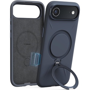 TORRAS Magnetic for iPhone 16 Pro Max Case Silicone with Stand, Fit for MagSafe, 360 Ring Stand with Camera Control, Ostand Q3 Silicone Rubber Soft Case for iPhone 16 Pro Max 6.9”, Dune Beige(17 Air-Blue)