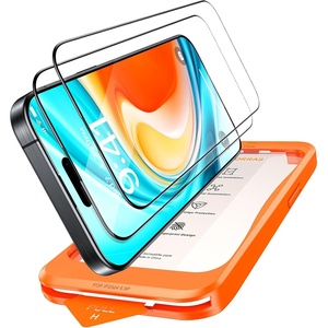 TORRAS Military-Grade Screen Protector for iPhone 15 Pro Max [9H+ Aerospace Tempered Glass＆12FT Shatterproof ] One-Step Installation Full Coverage Fit Bubble Free Top-Notch Protection, 2 Pack(iPhone 15（6.1 inch）)