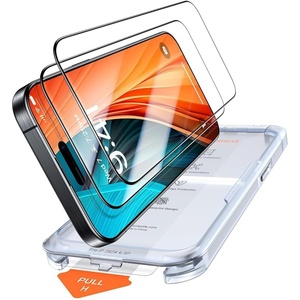 TORRAS Military-Grade Screen Protector for iPhone 15 Pro Max [9H+ Aerospace Tempered Glass＆12FT Shatterproof ] One-Step Installation Full Coverage Fit Bubble Free Top-Notch Protection, 2 Pack(iPhone 16 Pro（6.3 inch）)