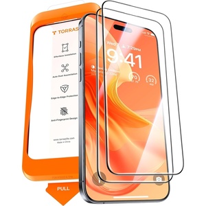 TORRAS Military-Grade Screen Protector for iPhone 15 Pro Max [9H+ Aerospace Tempered Glass＆12FT Shatterproof ] One-Step Installation Full Coverage Fit Bubble Free Top-Notch Protection, 2 Pack(iPhone 15 Pro Max (6.7 inch))