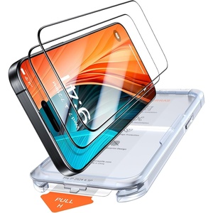 TORRAS Military-Grade Screen Protector for iPhone 15 Pro Max [9H+ Aerospace Tempered Glass＆12FT Shatterproof ] One-Step Installation Full Coverage Fit Bubble Free Top-Notch Protection, 2 Pack(iPhone 16 Plus（6.7 inch）)