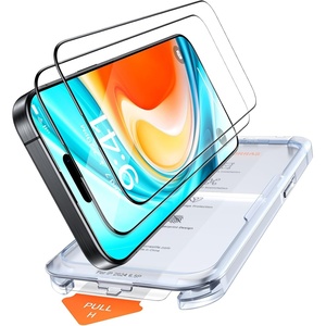 TORRAS Military-Grade Screen Protector for iPhone 15 Pro Max [9H+ Aerospace Tempered Glass＆12FT Shatterproof ] One-Step Installation Full Coverage Fit Bubble Free Top-Notch Protection, 2 Pack(iPhone 16（6.1 inch）)