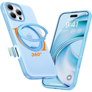 TORRAS O3 Fitness for iPhone 16 Pro Case Magnetic Stand, Fit for MagSafe, 360 Rotatable Stable Stand, Camera Control Button, Military-Grade Shockproof, Slim & Sleek, Mint Green Translucent(Coastal Blue)