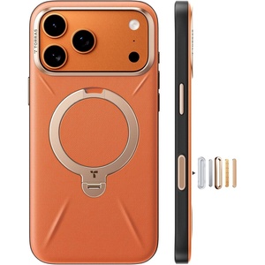 TORRAS Organic Leather for iPhone 17 Pro Case with Stand, Fit for Magsafe, 360 Spin Kickstand with Camera Control, Premium Leather Durable Stylish Q3 VegSkin for iPhone 17 Pro Phone Case, Burnt Orange(Burnt Orange)