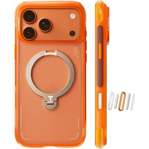 TORRAS Ostand Q3 Air for iPhone 16 Pro Max Case with 360 Magnetic Stand, Fit for MagSafe, Military Grade Drop Tested, Camera Control Button, Shockproof Phone Case for iPhone 16 Pro Max 6.9″, Black(Horizon Orange)