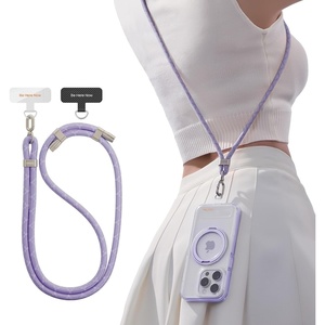 TORRAS Phone Lanyard Crossbody with 2 Phone Tabs, Adjustable Anti Theft Phone Strap for All Phones, Premium Metal Buckles, Skin-Friendly, Universal Cell Phone Neck lanyard for Travel Essentials, Black(5-purple)