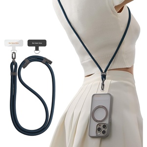 TORRAS Phone Lanyard Crossbody with 2 Phone Tabs, Adjustable Anti Theft Phone Strap for All Phones, Premium Metal Buckles, Skin-Friendly, Universal Cell Phone Neck lanyard for Travel Essentials, Black(9-deep Blue)