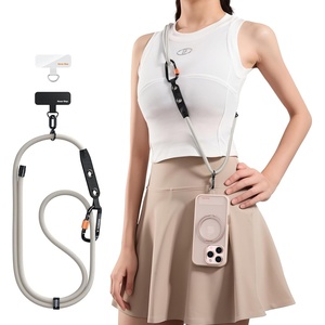 TORRAS Phone Lanyard with Hanging Loops, Adjustable Anti Theft Phone Strap Crossbody for iPhone 17 Pro Max,Skin-Friendly,2 Tabs, Universal Cell Phone Neck Lanyard for Daily & Outdoor Activities, Black(2-beige)