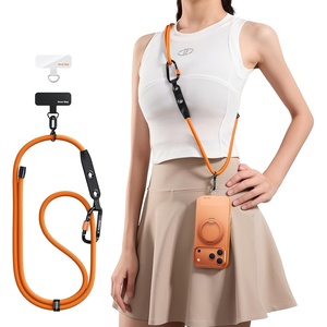 TORRAS Phone Lanyard with Hanging Loops, Adjustable Anti Theft Phone Strap Crossbody for iPhone 17 Pro Max,Skin-Friendly,2 Tabs, Universal Cell Phone Neck Lanyard for Daily & Outdoor Activities, Black(6-sunset Orange)
