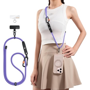 TORRAS Phone Lanyard with Hanging Loops, Adjustable Anti Theft Phone Strap Crossbody for iPhone 17 Pro Max,Skin-Friendly,2 Tabs, Universal Cell Phone Neck Lanyard for Daily & Outdoor Activities, Black(4-purple)
