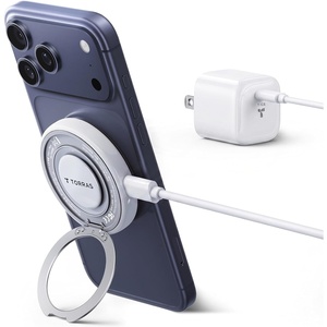 TORRAS PolarCircle Qi2.2 Wireless Charger, 25W Cooling Magnetic Pad for iPhone 17/16, Wireless Charger for Samsung Galaxy S26/S25 with 360°Spin Stand, Semiconductor Game Cooler, with 45W IceNano Plug(White)