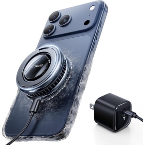 TORRAS PolarCircle Qi2.2 Wireless Charger, 25W Cooling Magnetic Pad for iPhone 17/16, Wireless Charger for Samsung Galaxy S26/S25 with 360°Spin Stand, Semiconductor Game Cooler, with 45W IceNano Plug(Sapphire Black)