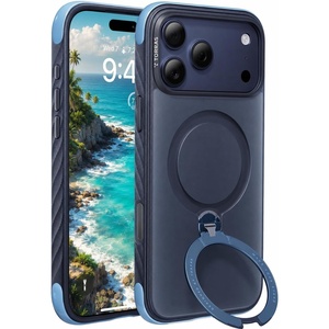 TORRAS Q3 Rugged for iPhone 17 Pro Case with 360 Rotating Magnetic Stand, Fit for MagSafe, 16FT Mil-Grade Drop Protection, Side Anti-Slip Grip, Camera Control Button, Microfiber Lining, Deep Blue(Deep Blue)