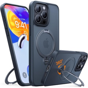 TORRAS Q3 Spin for iPhone 14 Pro Max Case with 360 Magnetic Stand, Compatible with MagSafe, Military Grade Protective Case for iPhone 14 Pro Max Phone Case with Kickstand, Black(Black)