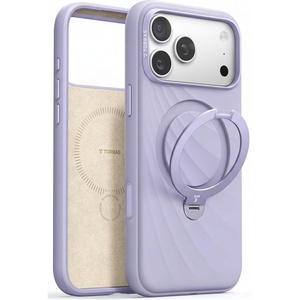 TORRAS Q3 Wind for iPhone 17 Pro Max Case Liquid Silicone, Fit for MagSafe, 360 Spin Magnetic Stand, Soft Grip, Camera Control, Protective Phone Case for iPhone 17 Pro Max Case, Cream Glow(Lilac Haze)