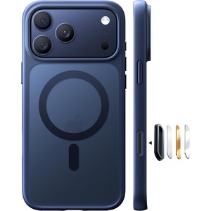 TORRAS Stronger Magnetic & Shockproof for iPhone 17 Pro Max Case, Fit for MagSafe, Mil-Grade Drop Protection, Camera Control, DIY Button, Slim for iPhone 17 Pro Max Phone Case Translucent Deep Blue(Blue)