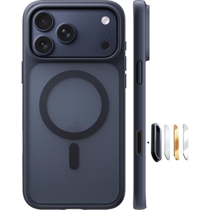 TORRAS Stronger Magnetic & Shockproof for iPhone 17 Pro Max Case, Fit for MagSafe, Mil-Grade Drop Protection, Camera Control, DIY Button, Slim for iPhone 17 Pro Max Phone Case Translucent Deep Blue(Black)